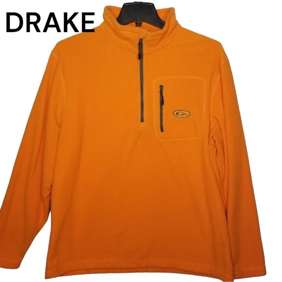Drake Other - DRAKE Men’s Orange Fleece 1/4 Pullover Size Large